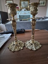 Pair Of Art Deco Brass Candle Holders