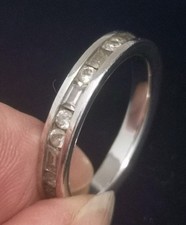 DQCZ 925 Sterling Silver Sparkling Ring Band sz P  Silver Eternity Ring Band