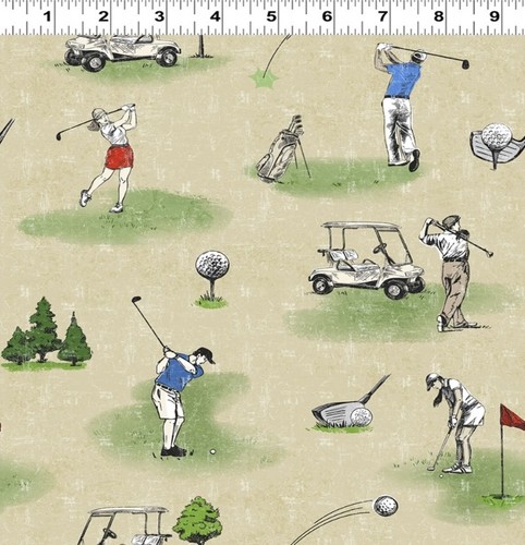Tee time golfing toile - toile,, golf