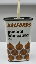 Old Halfords Lubricating General Oil Can Tin Cycle Garage Automobilia Empty 969