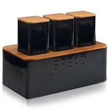 4pc Bread Bin Tea Coffee Sugar
