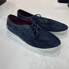 Mens Fred Perry Byron Navy Blue Low Suede Trainers Size 9UK RRP £75