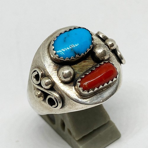 Coral turquoise ring size 112 - coral,