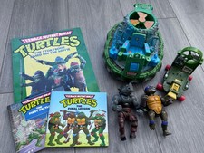 Vintage Teenage Mutant Ninja Turtles TMNT Figure, Vehicles (damaged) & Books