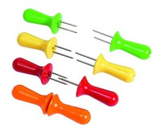 Zyliss Pk Of 8 Multi Colour Interlocking Corn on The Cob Holders Skewers Forks