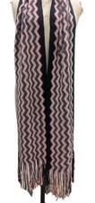 Long Zig Zig Scarf Multicolored Fringe