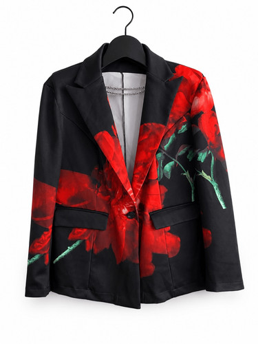 Women black red rose - black,