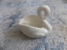 White Ceramic Decorative Swan Small Indoor Planter Trinket Pot Bowl