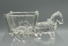 1960s HORSE Two Wheeled Cart PONY Donkey Glass CANDY CONTAINER Antique E&A 323