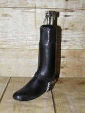Vintage English Leather Hunting Boot Table Cigar Cigarette Lighter Match Holder