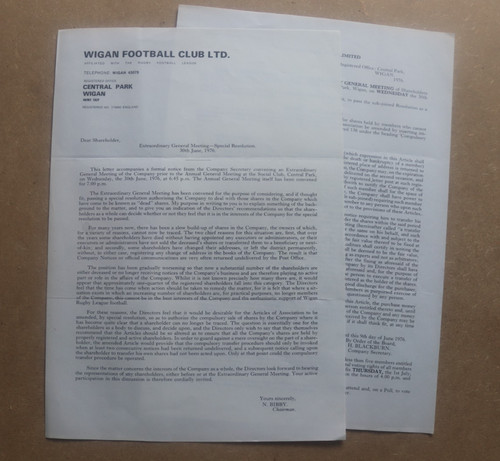 Wigan football club ltd 1976 - football,