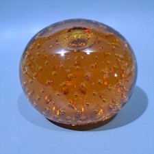Vintage Whitefriars Style Controlled Bubble Paperweight Hand Blown