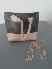 Women's Pu Leather Vintage Style Handbag Brown & Beige