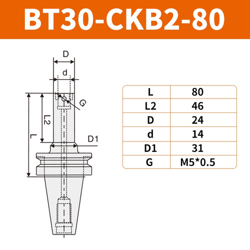 Bt30 ckb2 boring shank - bt30-ckb2-80,