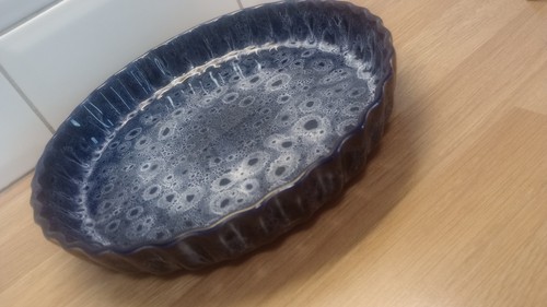 Blue glazed fluted ceramic - fluted,