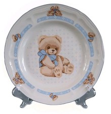 TIENSHAN COUNTRY TEDDY BEAR STONEWARE SIDE/SALAD/CAKE PLATE  19cms IN DIAMETER  