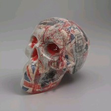 Ceramic Skull Ornament Handmade Great Britain & London Themed Unique Decor 1off