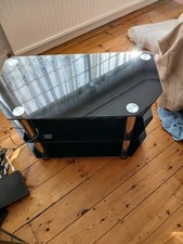 Black Glass 3 Tier Shelves Corner TV Unit Stand 32” Inch