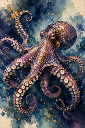 Octopus watercolor art - 27.,