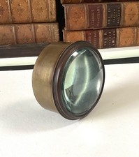 LARGE ANTIQUE 1930s GLASS LENS IN BRASS SURROUND PART PROJECTOR or EPIDIASCOPE