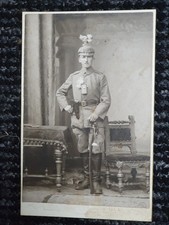 original german ww1 Wk1 Cdv Photo , On Card Soldier Pickelhaube ,pistol ,sword