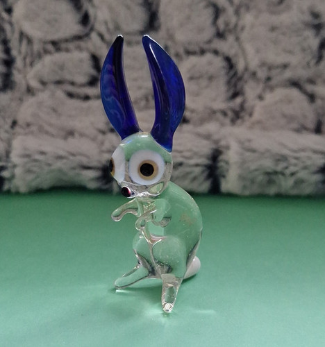 Glass rabbit figurine - figurine, green