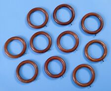 Antique Wooden Curtain Pole Rings Mahogany 12cm Dia. for 7.5cm Pole; Set of 10
