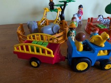 Playmobil Large Zoo 123  Bundle Animals People Tractor Trailer Trees