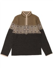 KLEPPER Womens Zip Neck Jumper Sweater IT 42 Medium Khaki Colourblock BT15