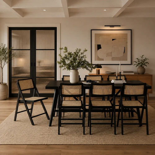 Blonde rattan dining chair - rattan,