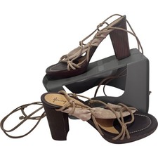 Henry Beguelin Suede Leather Strappy High Heel Sandals Size 38.5