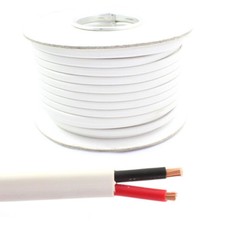 White Flat Twin 2 Core Cable 12v 24v Thin Wall Wire (16.5 AMP & 25 AMP rated)
