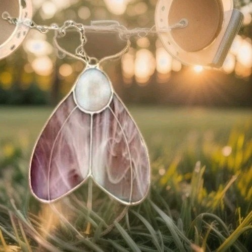 Stained glass moth handmade - glass,