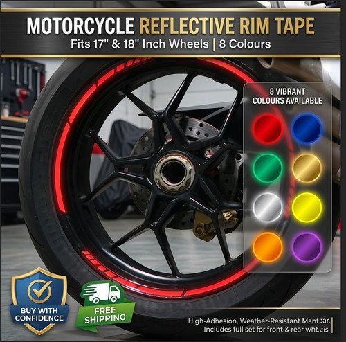 Motorcycle reflective rim tape - reflective,
