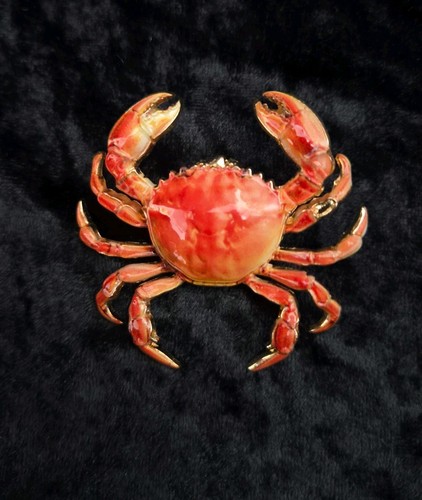 Red crab brooch vintage - crab,