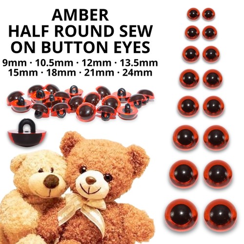 Amber half round - round, button