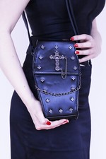 GOTHIC COFFIN BAG Black Small CROSS SHOULDER GOTHX HANDBAG Punk Emo Vegan Goth
