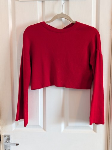 Primark red cropped jumper - red,