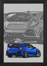 honda civic type r blue Framed
