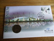 1999 The Millennium with 1901 One Penny coin, Stamp cover 