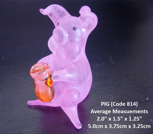 Pink glass pig figurine art - pig,