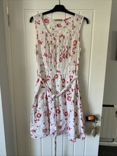 Tu Ladies Size 14 White Floral Linen Dress