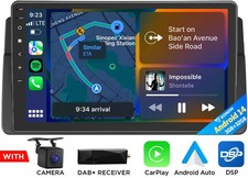 DAB+ For BMW E46 M3 9" Android 14 Apple CarPlay Car Stereo Radio GPS Touch WiFi