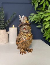 Steampunk Owl Ornament | Resin Mechanical Owl Sculpture | Gothic Industrial Home