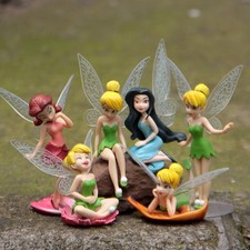6PC/Set Tinkerbell Fairy Princess Action Miniature Figure Cake Topper Doll Toys