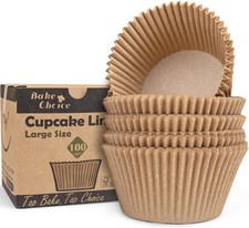 100pcs Jumbo Cupcake Liners for Baking, Natural Muffin Jumbo, 