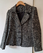 STYLE BY EWM 14 SMART CLASSIC BLACK GREY MARL  JACKET BLAZER LINED WAIST LENGTH