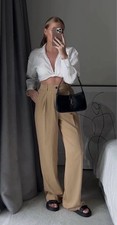 Zara rustic wide-leg trousers