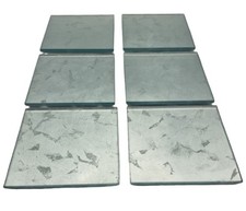 Set of 6 Silver Glass Square Coasters Heat Resistant Table Mats Modern Home Deco