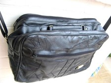 Soft black leather  shoulder bag, brief case with handle  Flexible light weight